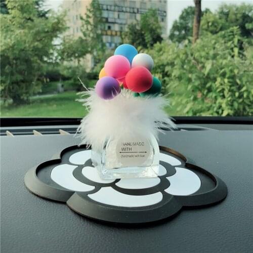 Car Air Freshener Glass Bottle Cute Clay Balloon PVC Non-slip Mat Set Decor Car Accessories for Women Girlfriend Gift Goods