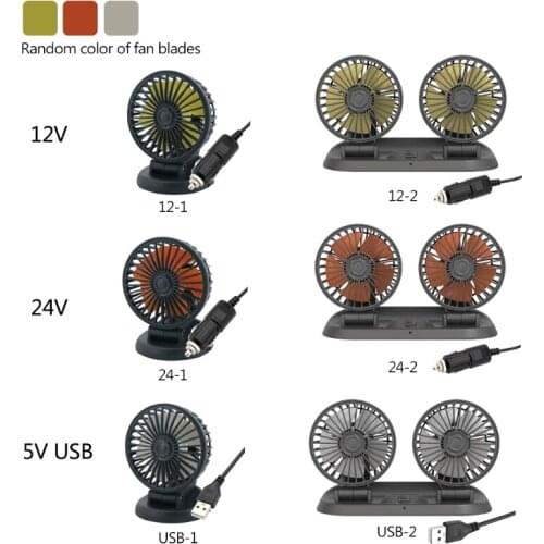 Rotatable Car Fan 180 Degree 3 Speed Dual Head Car Auto Cooling Air Circulator Fan for Van Suv Rv Boat Auto Vehicles