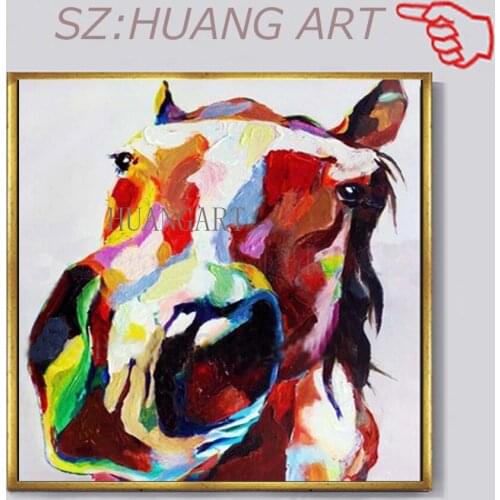 Frameless 100% Handpainted High Quality Modern Wall Art On Canvas Animal Oil Painting Horse Hang Pictures For Room Decor