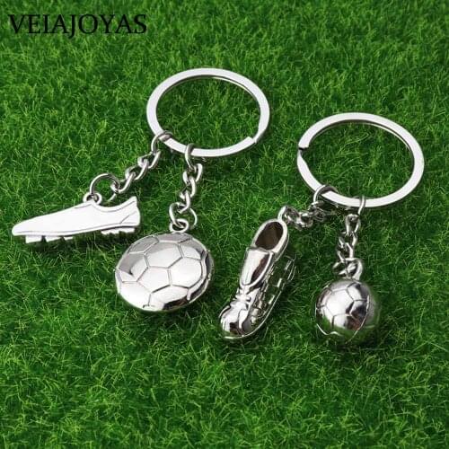 Football Keychains Stainless Steel Soccer Boots Ball 3D Model Key Chains Men Car Keyrings chaveiro Charm Sports Pendant Souvenir