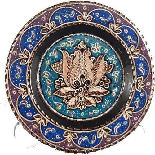 Handmade Decorative Plates for Display Wall and Room Decor Home Decorations - Copper (Art Design4)