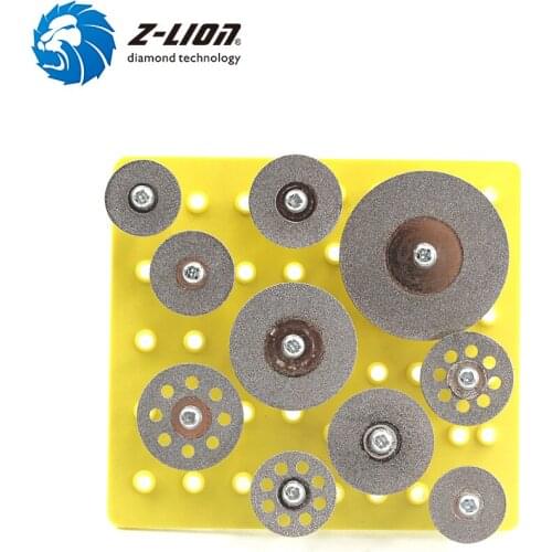 Z-LION 10Pcs Grinding Wheel Mandrel Drill Bit with Diamond Saw Blade Cutting Discs Wheel Rotary Tool Set