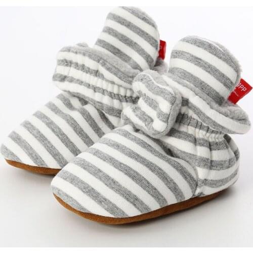 Baby Boots Socks Winter Shoes Gingham Soft Cotton Tight Hook&loop First Walkers Newborn Infant Crawl Crib Shoe Moccasins