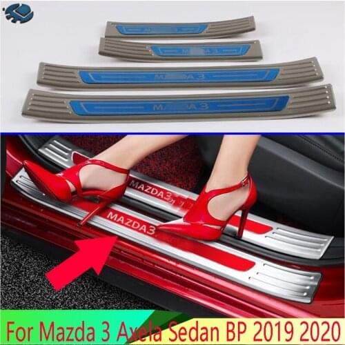 For Mazda 3 Axela Sedan BP 2019 2020 Stainless Steel Inner Ouside Door Sill Panel Scuff Plate Kick Step Trim Cover Protector