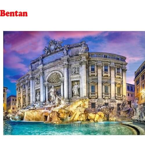 Europe City Diamond Painting 5D Diamond Mosaic Rome Trevi Fountain Cross Stitch Embroidery Full Square Drill Handmade Gift Hobby