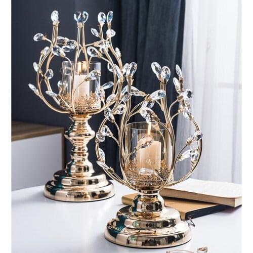 European candle holder crystal metal candlestick decoration luxury American home table decoration candlelight dinner props