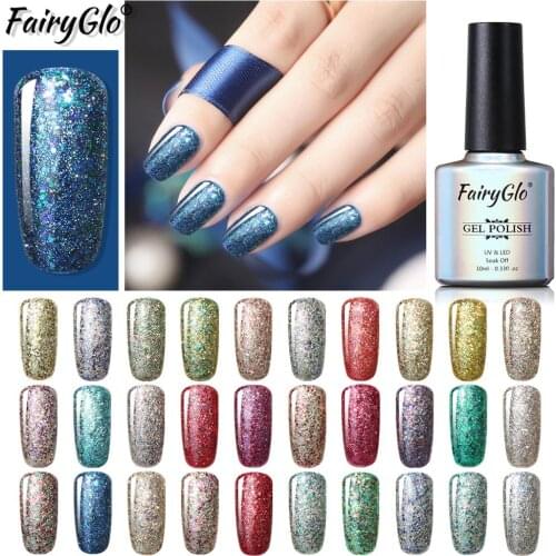 FairyGlo 10ML Soak Off UV Nail Polish Starry Glitter Stamping Paint Nail Polish Glitter Paint Gellak Hybrid Varnish Gelpolish