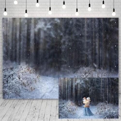Avezano Photography Backdrops Merry Christmas Tree Winter Snowflake Bokeh wonderland Forest Children Background For Photo Studio