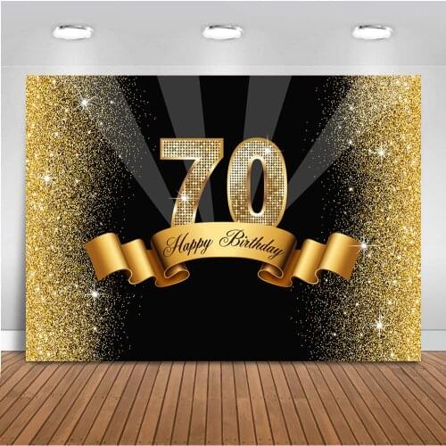 70th birthday theme party backdrop for party phtoography gold gliiter bokeh background for photo booth studio 70 happy birthday