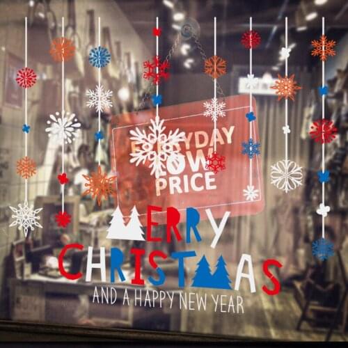 Happy New Year Santa mural Reno shop window sticker wall decoration Christmas glass sticker snowflake window diy Christmas Decor