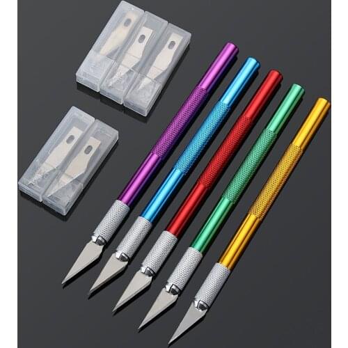 Multi-color Craft Engraving Knife Metal Handle Non-Slip Knife With 6Pcs Blade Crafts Repair Cutter Jewelry Making Engraving Tool