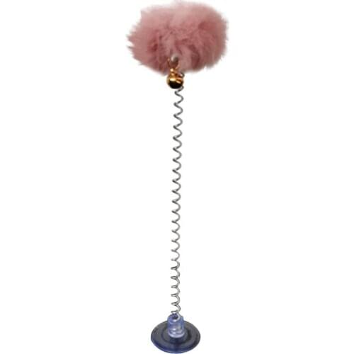 Cat Teaser Plush Cat Spring Wand Kitten Toy Ball with Sucker Bell Spring Wand Toy Ball With Sucker Bell Pet Supplies Pet Toys