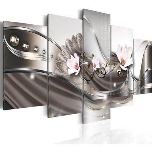 Painting White Orchid Diamond Diy Full Round Drill 5D 5 Pcs Home Decor Cross Stitch Wall Art Craft Embroidery Modern Pictures