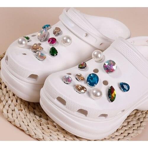 Classic Colorful Croc Charms Crystal Pearl Trend Shoes Jewelry