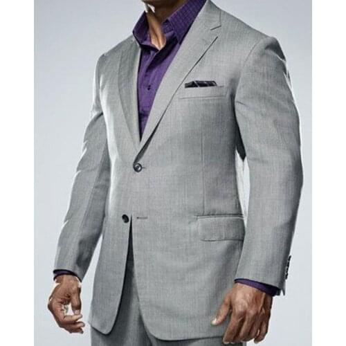 Fashion Custom Grey Goom Slim Fit Wedding Mens Suits Dress Banquet Dress Terno Masculino Mens Business Suit(Jacket+Pant)