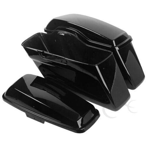 Motorcycle Vivid Black Hard Saddlebags Saddle Bags For Harley Touring Road King Electra Glide Electra Glide Street Glide 14-21