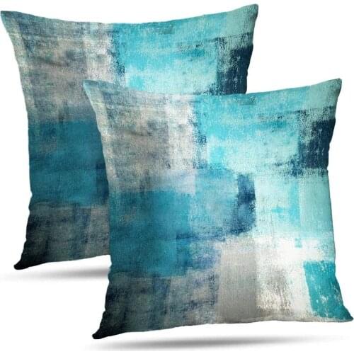 2pcs Outdoor Pillow Case Turquoise Art Home Decorative Throw Pillows Covers Cushion Cover for Bedroom Sofa Living Room 45X45cm