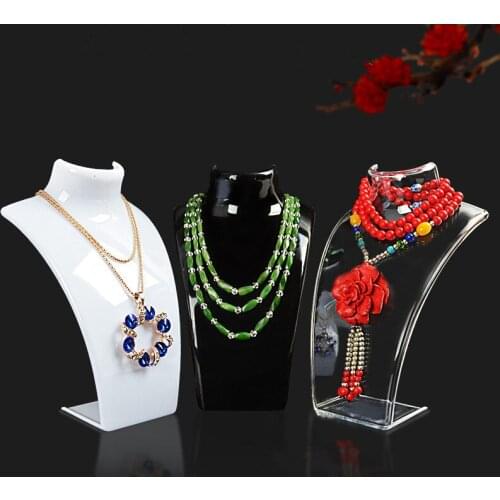 YTP107 New Fashion Acrylic Mannequin Jewelry Display 20*13.5*7.3CM Pendant Necklaces Model Stand Holder White Clear Black Color