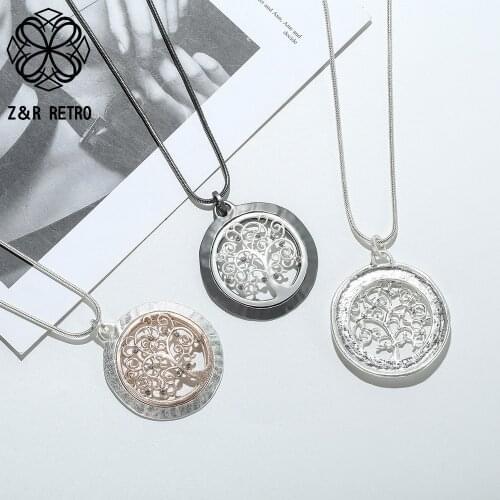 Hollow Big Tree of Life Long Chains Collar Necklace Suspension Decorative Jewelry Pendants for Women Body Goth Accessories 2021
