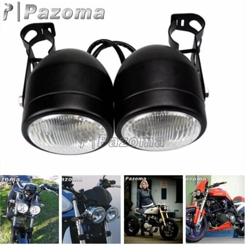 Motorcycle Twin Dominator Headlight w/28-34mm Brackets H4 Headlamp For Suzuki Yamaha Kawasaki Honda BMW XR230 XR250 DR RM 250 XT