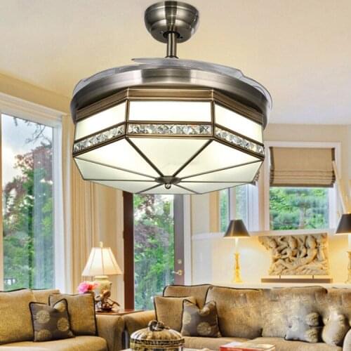 Ceiling Fans lamp LED 42 inch FUll Copper Frequency conversion motor Traditional ceiling fan light dimmer Remote control 85-265V