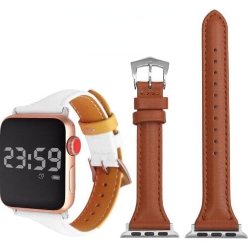 Women strap for iwatch band series 6 5 4 3 Slim Leather correa for apple watch se 6 strap 40mm 38mm 44mm 42mm Thin Wristband