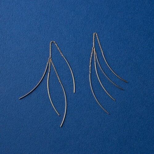 LAMOON Korea Earring 925 Silver Tassel Earrings For Women Tail Of Meteor Long Ear Line 14K Light Gold Plated Fine Jewelry EI153