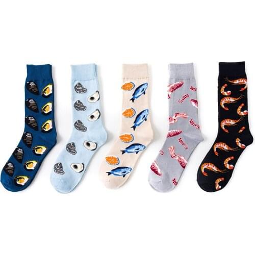 Harajuku Funny Socks Food Seafood Actic Shrimp Squid Socks Women Short Cotton Ankle Couple Premium Happy Socks