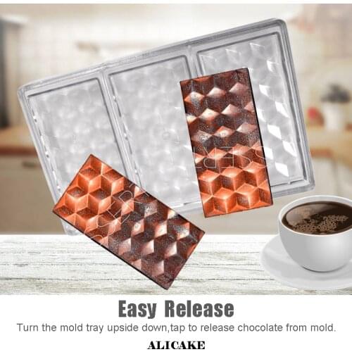 3D Polycarbonate Chocolate Mould Thick Tray Hard Chocolate Mold for Chocolate Bar Moulds Form Bakery Baking Mold Pastry Tools