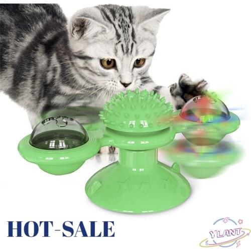 Windmill Cat Toy Funny Turntable Teasing Pet Toy Scratching Tickle Cats Hair Brush Cat Toys Interactive Puzzle Smart Pet Toys