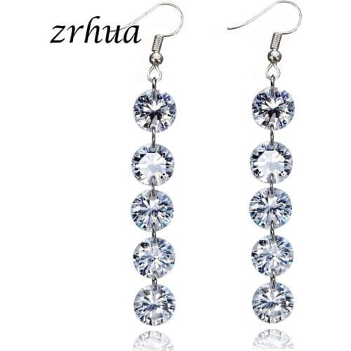 High Quality Classic Simple Water Drop Long Dangle Earrings For Women Girl Brand Statement Zircon Drop Earrings Gifts for Ladies