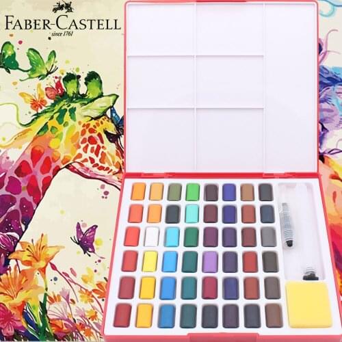 Barteen High Quality 24/36/48 Colors Solid Watercolor Paint Professional Pigment With Paintbrush for Painting Artist Art Supplie