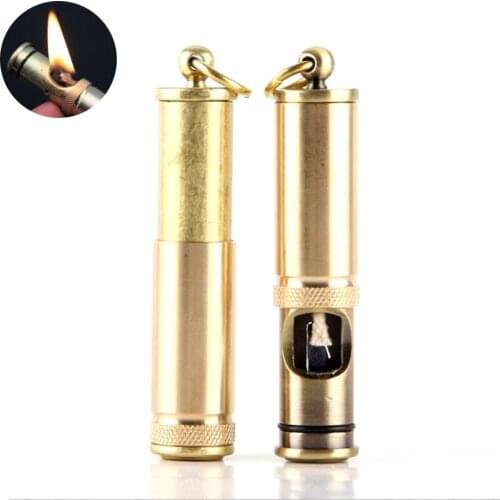 Retro Free Fire Torch Lighter Grinding Wheel Flint Brass Kerosene Oil Pipe Lighter Cigarette Gasoline Windproof Gadgets For Men