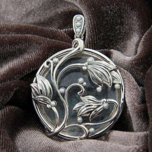 925 sterling silver fashion exquisite sea pearl magnifying glass pendant lily ladies temperament pendant