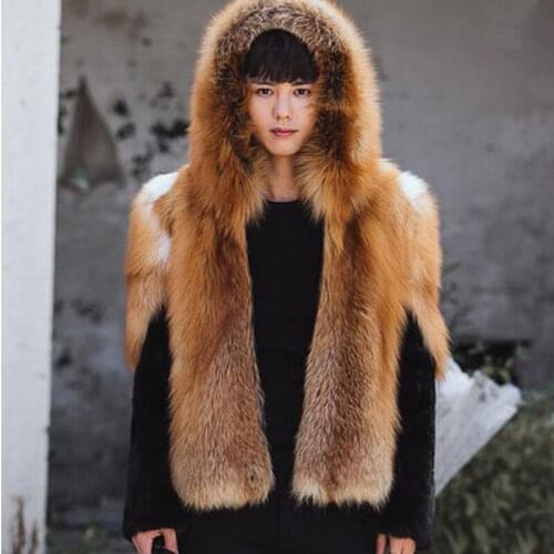 S-6XL New Fashion High imitation Fox Fur Coat Mens Overcoat Fox fur coat Mens Mink Fur Hooded Coat Man Winter Faux Fur Coat