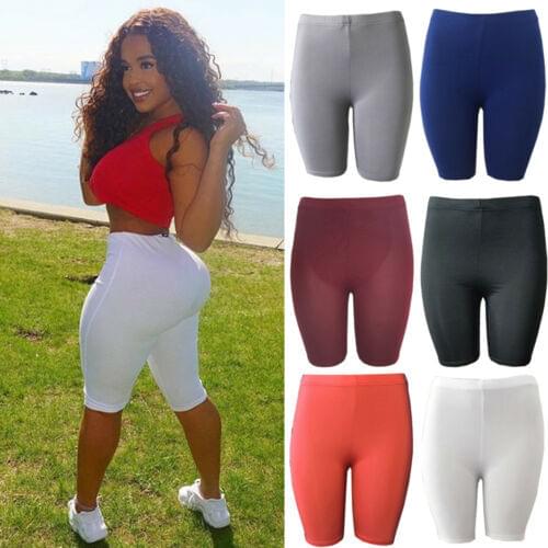 Womens Fitness Half High Waist Quick Dry Skinny Bike Shorts New Tight Short Black Red Gray Slim Korean Sport Shorts