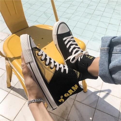 2019 autumn Fashion Sneakers Men Canvas Shoes High top Male Brand Footwear Mens Casual Shoes Fashion Black Sneakers S7-63