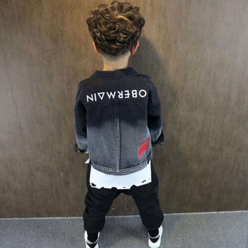 2020 Spring Autumn New Boy Black Denim Jacket Coat