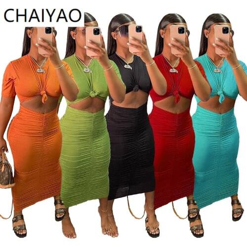 4A5266 Wholesale Item Autumn Solid Color Pleated Flexible Top and Pant Sexy Two Piece Set Womens Outfits Fashion Home Long Dress