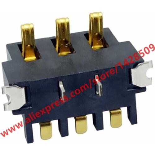 5pcs Side Voltage 3-Pin Battery Holder 2.5mm Pitch 6.4mm Height Gold Plating Battery Connector For Electronic Handheld Device