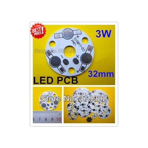 50pcs/lot, 3W LED PCB, 32mm for 3pcs LEDs, aluminum plate base, Aluminum PCB, Printed Circuit Boards, high power 3W PCB