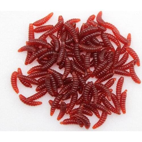 50PCS Lifelike Silicone Red Worm Soft Lures Earthworm Artificial Rubber Baits Shrimp Flavor Additive Bass Carp Fishing Tackle