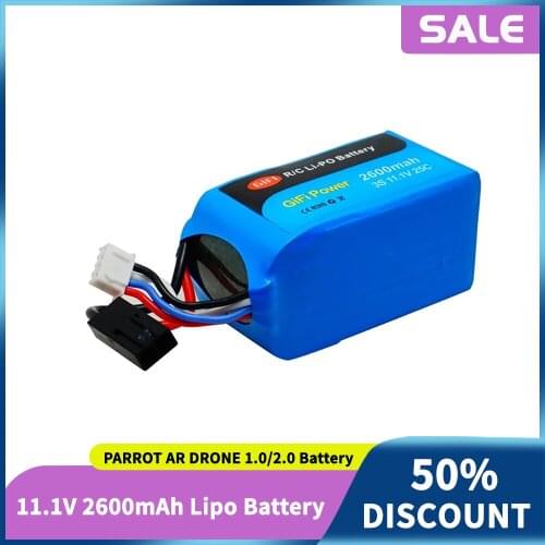 Promotion Gifi Power 11.1V 2600mAh Upgrade PARROT AR DRONE 1.0 Battery Replacement Lipo Battery for PARROT AR DRONE 2.0 Drone
