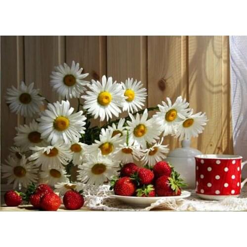 5D DIY Diamond Embroidery Flowers Full Square Round Diamond Painting Daisy Pictures Of Rhinestones Mosaic Art Home Decor DF248