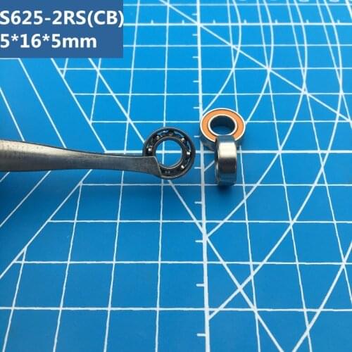 Free shipping 2pcs high quality S625-2RS 5*16*5mm Stainless Steel 440c Hybrid Ceramic Deep Groove Ball Bearing for fishing S625