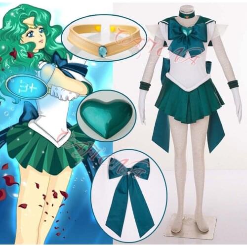 Cafiona Women Halloween Costumes Sailor Gilrs Sailor Neptune Cosplay Costume Kaiou Michiru Super S Sexy Dress Set Pluse Size