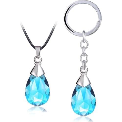 1 Pcs New Anime SAO Sword Art Online Metal Necklaces Keychains Yuis Heart Blue Crystal Pendant Cosplay Accessories Figure Toys