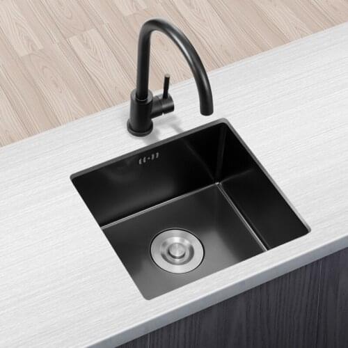Black Nano 304 Stainless Steel Mini Small Sink Single Slot Small Kitchen Wash Basin Balcony Bar Small Single Slot Basin Sink
