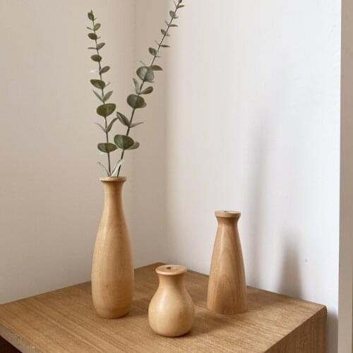Wooden Tabletop Vase Table Ornaments Flower Eucalyptus Storage Holder Centrepiece Photography Accessories Home Office Decor