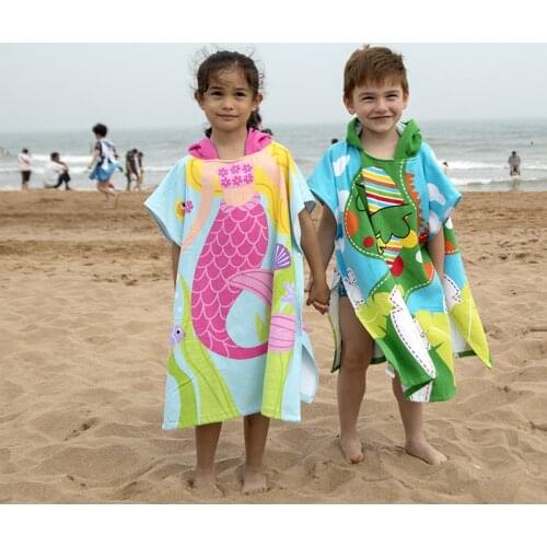 Kids Baby Beach Towel Children Cotton Hooded Bath Towel Cloak Bathroom Towels Cartoon Soft Swim Shower Soft Bathrobe Boys Girls